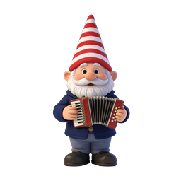 Festive Gnome Playing Accordion - 3D Christmas Icon