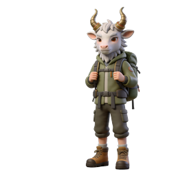 Adorable Goat Hiker Character with Mountain Backpack 3D Icon