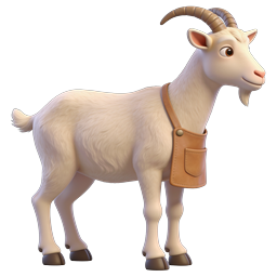 Cute 3D Cartoon Goat with Leather Bag Icon