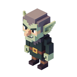 Isometric Goblin Character 3D Voxel Icon for Games