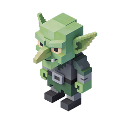 Green Goblin Warrior Isometric 3D Character Icon
