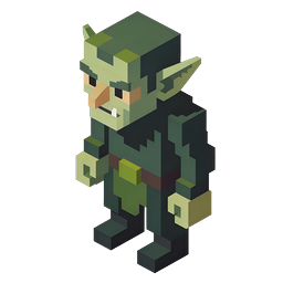 Isometric Goblin Warrior 3D Voxel Character Icon