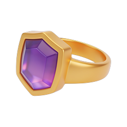 Gold Amethyst Hexagonal Ring Icon - Luxury 3D Gemstone