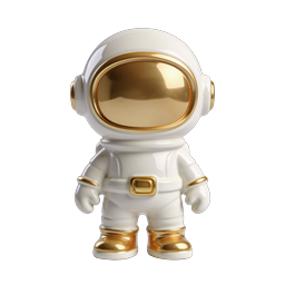 Premium Gold Astronaut Figure Icon - 3D Render
