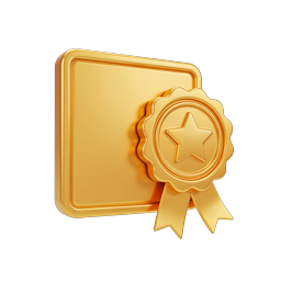 Gold Award Badge Icon - 3D Premium Achievement Symbol