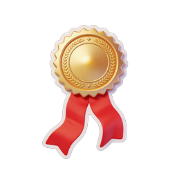 Gold Award Medal with Red Ribbon - Premium Badge Icon