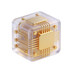 Gold Microchip Processor 3D Icon - Premium Tech Design