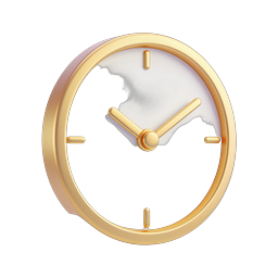 Premium Gold Clock Icon - 3D Realistic Time Symbol