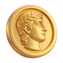 Gold Emperor Coin 3D Icon - Roman Profile Design