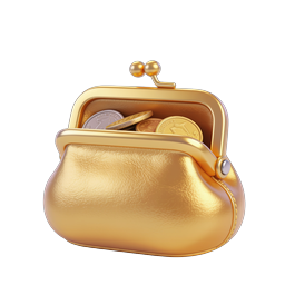 Gold Coin Purse Icon with Realistic 3D Rendering