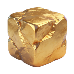 Premium Gold Cube 3D Icon - Metallic Luxury Asset