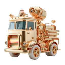 Golden Fire Truck 3D Icon - Luxury Emergency Vehicle Design