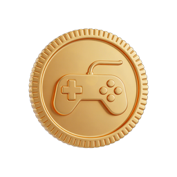 Gold Gaming Coin Icon with Retro Gamepad Controller