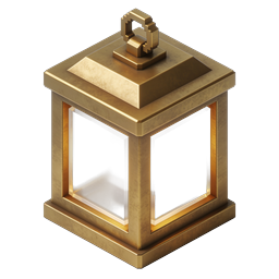 Gold Lantern 3D Icon - Vintage Brass Lamp Asset