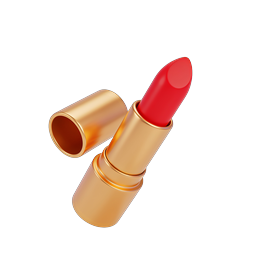 Luxury Gold Red Lipstick Icon - 3D Realistic Render