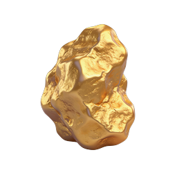 Golden Nugget Icon - 3D Realistic Gold Bullion Design
