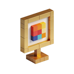 Gold Pixel Monitor Isometric 3D Icon