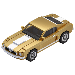 Goldenes Pixel Sportwagen 3D Voxel Icon