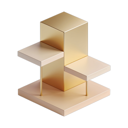 Gold Cube Isometric Podium Icon | Premium Display Design