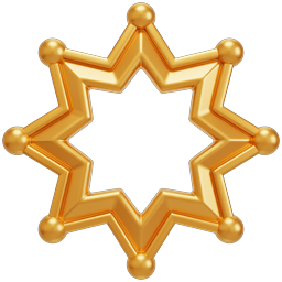 Gold Sheriff Star Badge Icon - 3D Metallic Design