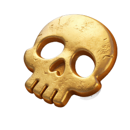 Gold Skull Bar Icon - Realistic 3D Treasure Symbol