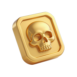 Gold Skull Bar Icon | Premium 3D Bullion Symbol