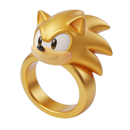 Anello d'oro di Sonic Hedgehog - Gioiello premium per personaggio di gioco