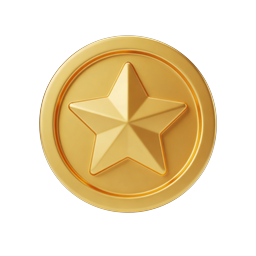 Icône de pièce étoile dorée - Symbole de récompense et de réussite premium