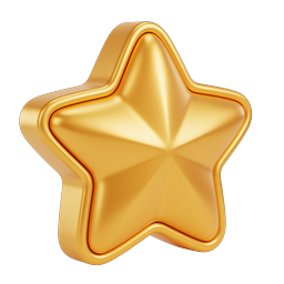 Premium 3D Gold Star Icon for Ratings & Achievements