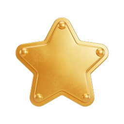 Premium Gold Star Icon - 3D Realistic Achievement Symbol