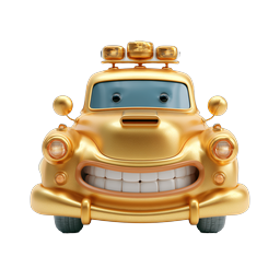 Ícone 3D Personagem de Táxi Dourado - Táxi Animado