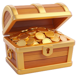 Gold Treasure Chest Icon - 3D Coins Reward Graphic