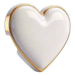 Elegant Gold Trimmed White Heart 3D Icon