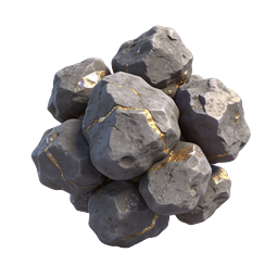 Gold Vein Rocks - Realistic 3D Mineral Icon