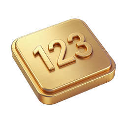 Premium Golden 123 Number Button 3D Icon