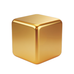 Golden 3D Cube Icon - Premium Metallic Design