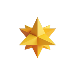 Golden 3D Geometric Star Icon for Premium & Rating Use