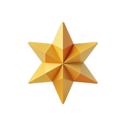 Golden 3D Star Icon - Premium Faceted Design
