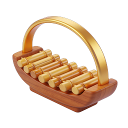 Golden Wooden Abacus Counting Frame Icon - 3D Render