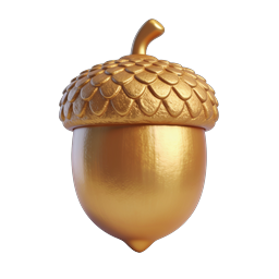 Icono de bellota dorada - Diseño natural 3D realista