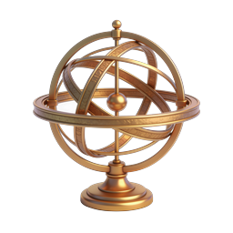 Golden Armillary Sphere 3D Icon | Celestial Astronomy Symbol
