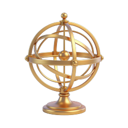Golden Armillary Sphere 3D Icon | Astronomy & Navigation