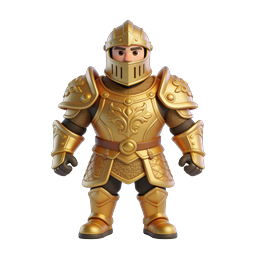Golden Armor Knight 3D Character Icon for Games