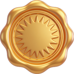 Golden Award Badge Icon with Sunburst Medallion Design