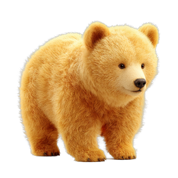 Cute Golden Bear Cub Realistic 3D Icon
