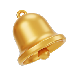 Golden Bell 3D Icon - Premium Notification Symbol
