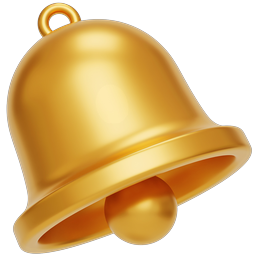 Golden Bell Icon - Premium 3D Notification Design