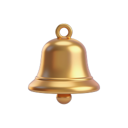 Golden Bell Icon - 3D Realistic Notification Symbol