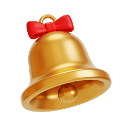 Golden Bell with Red Bow - Festive Holiday Icon