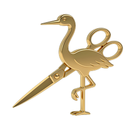 Golden Bird Scissors Icon - Premium 3D Design